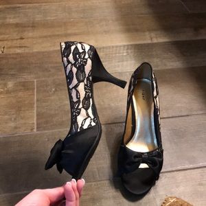 Brand new lace and satin heels